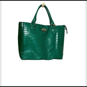 Mondani New York Green Crocodile Large Tote